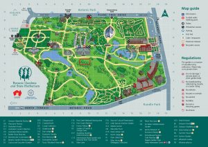 Map of Botanic Gardens highlighting Conifer Lawns